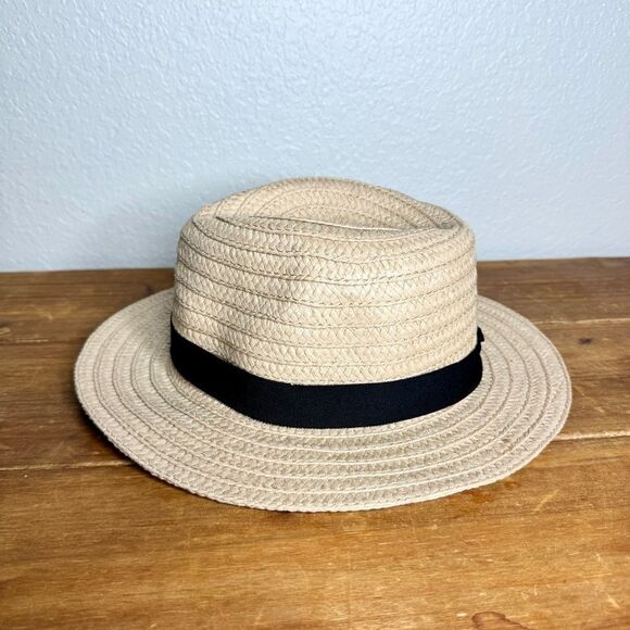 NEW Madewell tan woven paper wide brim fedora hat size M/L - Picture 8 of 8